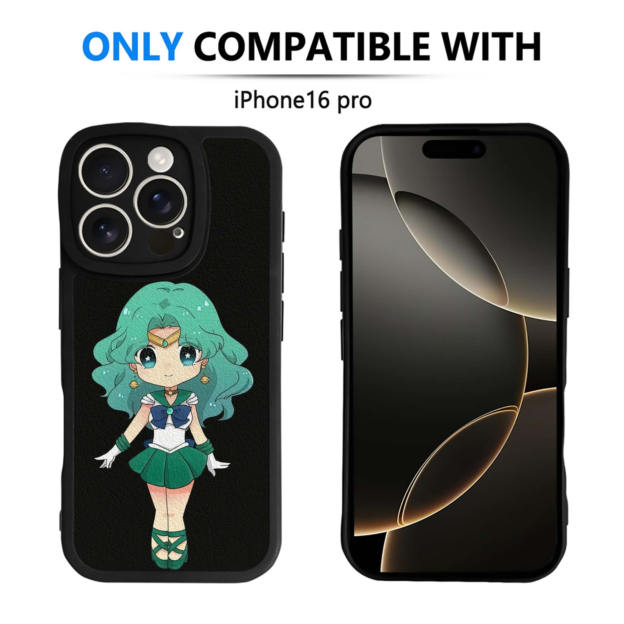 （画像用） 美少女戦士セーラームーン 海王 みちる（かいおう みちる） Sailor Moon Kaiou Michiru 【iPhone 16シリーズ対応】シリコンスマホケース（レザー調） 材質：シリコン